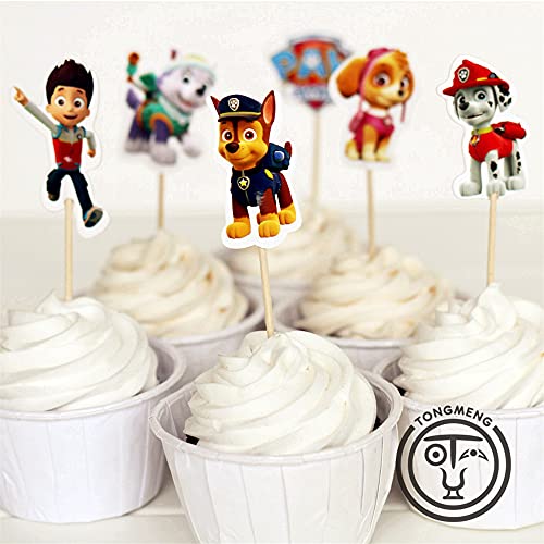 Regerly Cupcake Toppers, 48 Stück Paw Patrol Kuchen Toppers Tortendeko Muffin Deko für Kinder Baby Geburtstag Party Kuchen Dekoration Supplies von N\C