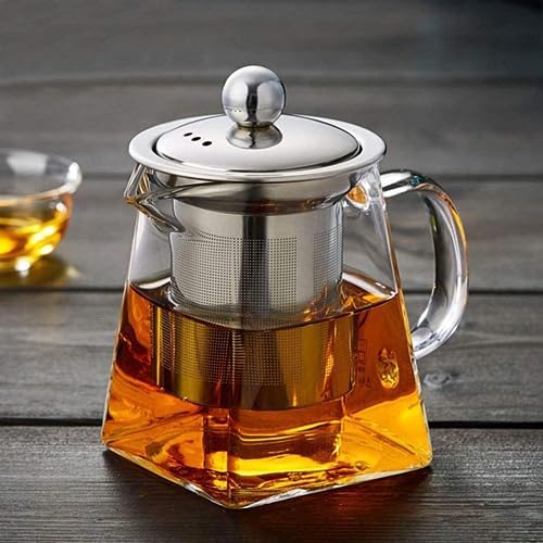 550ml Teekanne Glas Teebereiter mit Abnehmbare Edelstahl-Sieb, Teesieb Glas Teebereiter mit Deckel, Perfekt Perfekt für Losen Tee und Kaffee Teebeutel, Hitzebeständig & Transparent von XFLYP