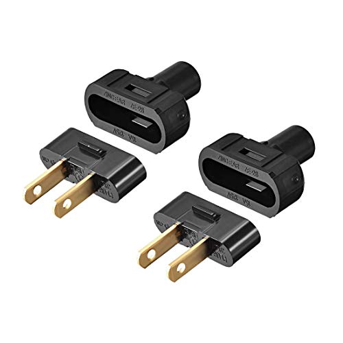 15 A 125 V Stecker nicht geerdet, 2-polig, 2-adrig, schwarz, 2 Stück von N/D