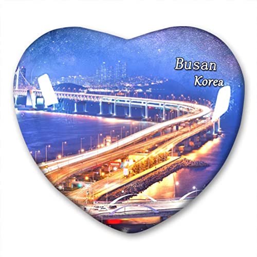 Korea Busan Kühlschrankmagnet Kühlschrank Aufkleber Kollektion Dekorativer Magnet Reise Souvenir Herzform Kristallglas von N\D