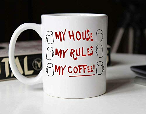 My House My Rules My Coffee Kaffeebecher, Keramik, 325 ml von N/D