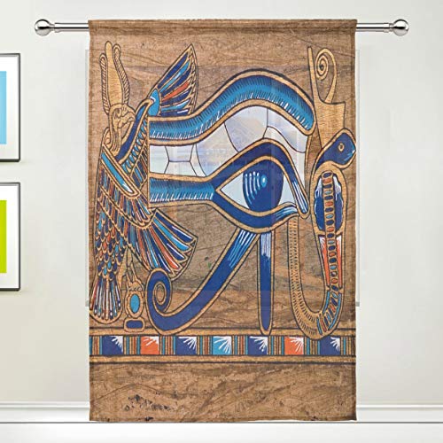 N/E RXYY Voile-Vorhang, ägyptisch, ethnisch, Papyrus, das Auge des Horus, für Küche, Wohnzimmer, Dekor, Schlafzimmer, Tür, Büro, 139,7 x 198,1 cm, 1 Panel von N/E