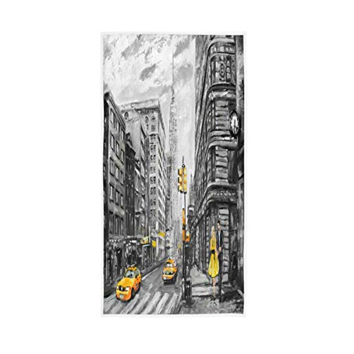 RXYY Handtücher Baumwolle Mann Frau Gelb Taxi New York Ölgemälde Weiches Handtuch Mehrzweck-Bad Strandtuch für Zuhause Küche Schwimmen Spa Gym 76,2 x 38,1 cm von N/E