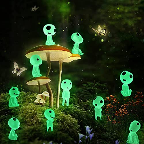 10 Stücke Baum Elfen Puppe,Prinzessin Mononoke,Miniature Luminous Ghost for Garden Decoration,Prinzessin Mononoke Waldgeister Figur,Mini Gartendeko aus Resin, Geeignet für Haus, Garten, Topfdeko von Homefantasy