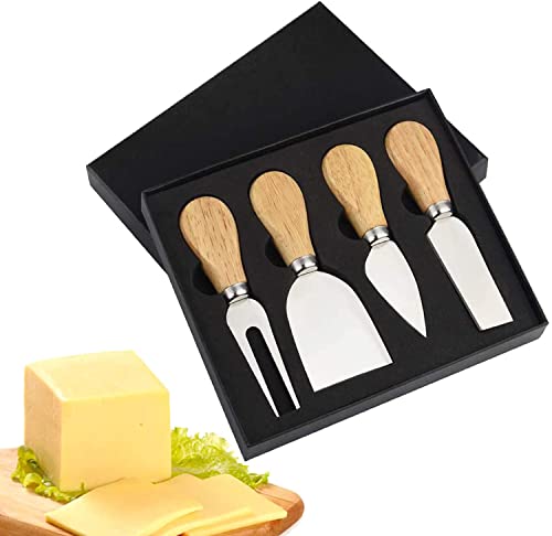 Homefantasy 4 Stück Käsemesser Set, Mini-Käsemesser, Holzgriff Käse Schneidemesser Slicer, Käseschneider Set, Käsespaten, Qualität Käsemesser, Edelstahl-Küchenkäse-Werkzeuge, Geschenkset von Homefantasy