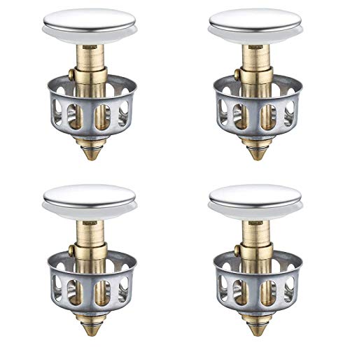 4 Stück Push-Type Bounce Core, Universal Waschbeckenstöpsel aus Edelstahl,Küche Universal Stöpsel Waschbecken,Drain Plug Stopper für Küche Badezimmer, für Küche, Bad,35 mm von N\O