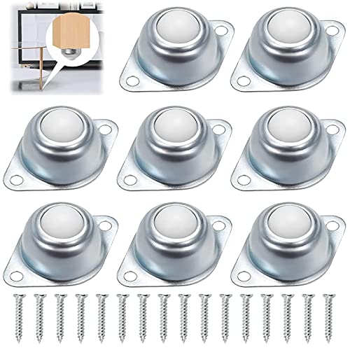 Homefantasy 8 Stück Kugellager Kugelrollen, Nylon Kugelrollen, Möbelrollen, Klein Flach Kugelrollenlager, Transfer Lager Rollen mit 16 Stück Schrauben, für Möbel Förderrolle, Maschinen, Gepäck von Homefantasy