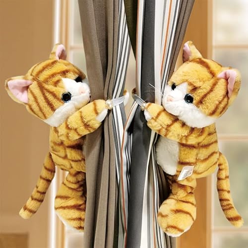 2 Stück Tier Vorhang Raffhalter Cartoon Vorhang Halter Clip Raffhalter Katze Vorhang Clips Seil für Kinderzimmer Wohnzimmer Home Office Fenster Büro, Orange (MJ001) von N\P