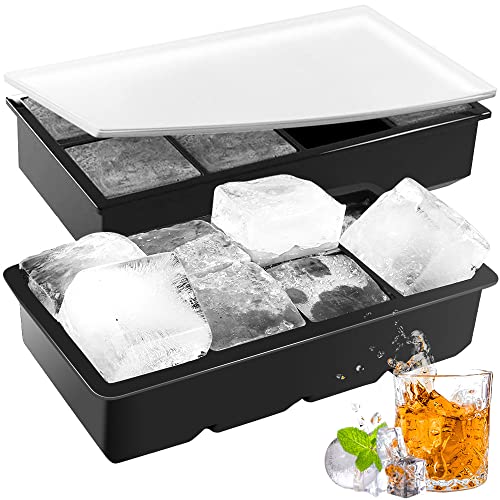 Tyuodna 2er Pack Eiswürfelform Silikon,8-Fach Eiswürfelbehälter mit Deckel,Eiswürfelformen BPA Frei,Große Eiswürfelform,Ice Cube,Eiswürfel Form für Eiskugeln und Eiswürfel (karierten + karierten) von N\P