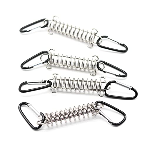 Zugfedern Edelstahl Spannfeder Sprungfedern, Sprungfeder für Zelt, Spiralfedern mit Doppelhaken, Zugfeder Sonnensegel, Befestigungs-Zubehör, Mit 8 Karabiner, für Strand, Camping, 4 Set von N/P