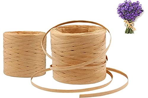 2 Rollen Rafia-Papierband, 400 m, natürliches Bafia Kraft, zum Weben und für die Gartenarbeit, Weihnachtsgirlanden, Schildkarten, Geschenkverpackungen, Blumensträuße usw. von N/S