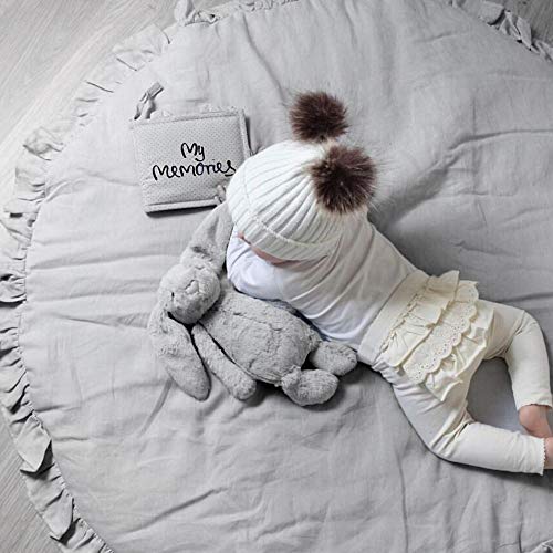 Baby Krabbeldecke, Rund Spielmatte aus Baumwolle, Weicher Teppich Spieldecke für Baby, 2cm Dick, 100 x 100 cm (Grau) von N/S