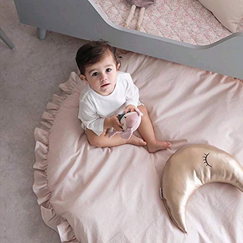 Baby Krabbeldecke, Rund Spielmatte aus Baumwolle, Weicher Teppich Spieldecke für Baby, 2cm Dick, 100 x 100 cm (Pink) von N/S
