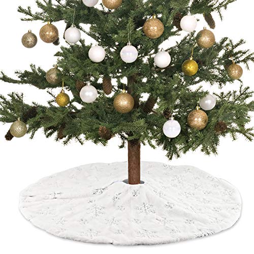 N/S Weihnachtsbaum Rock 30.7 Zoll, Runde Form Christbaumdecke, Schneeflocke weiß Plüsch, für Weihnachtsbaum Verzierung Bodendekoration Neujahr Weihnachten Deko(78CM) (A) von N/S