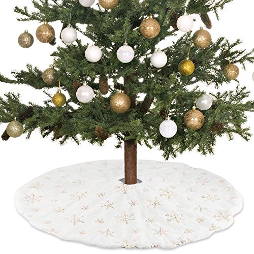 N/S Weihnachtsbaum Rock 30.7 Zoll, Runde Form Christbaumdecke, Schneeflocke weiß Plüsch, für Weihnachtsbaum Verzierung Bodendekoration Neujahr Weihnachten Deko(78CM) (B) von N/S