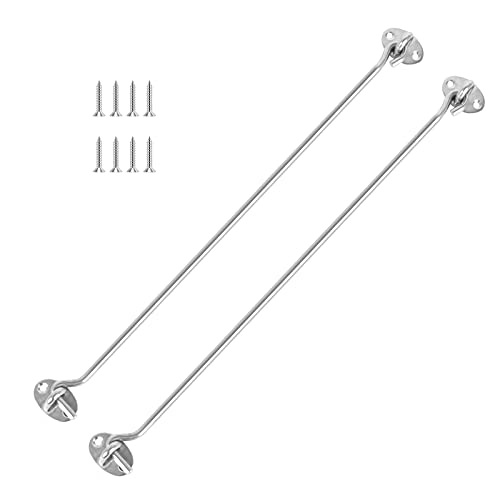 SUpoetry 2 Stücke Sturmhaken, Sturmhaken mit Öse, Sturmhaken Kabinenhaken, Edelstahl Fensterhaken, Locking Türschloss Fenster Fang für Scheunen Tor Bad Fenster Schiebetür(16 Zoll/400 mm) Silber von SUpoetry