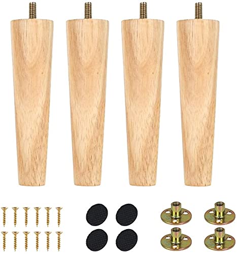 4pcs Holz Möbelfüße 8/15/20cm Sofafüße Tischbeine Ersatz Sofabeine mit Montageplatten & Schrauben Möbelbeine Tischfuß Schrankfüße für Sofa Bett Schrank Couch (H15cm, A) von harupink