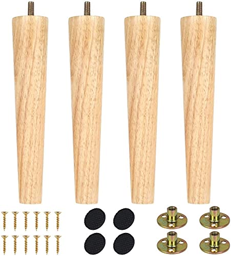 4pcs Holz Möbelfüße 8/15/20cm Sofafüße Tischbeine Ersatz Sofabeine mit Montageplatten & Schrauben Möbelbeine Tischfuß Schrankfüße für Sofa Bett Schrank Couch (H20cm, A) von harupink