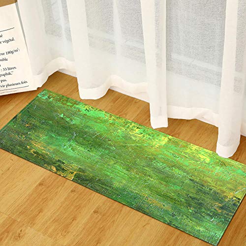 Küchenteppich Küchenläufer,7MM Dickes Grünes Aquarell Lange Bodenmatte,Waschbar Teppich Küchenmatte Teppichläufer für Toilette Esszimmer Schlafzimmer,60X180cm von N/U