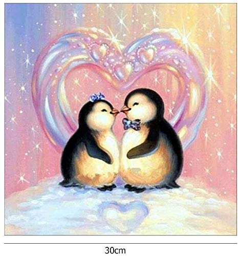 DIY 5D Diamant Painting Malen nach Zahlen Kit für Kinder Pinguin-Paar Diamant Gemälde voller Bohrer Strass Stickerei Painting Kunst Basteln Leinwand Wand Aufkleber für Home Decor -Round drill,25x25cm von N / A