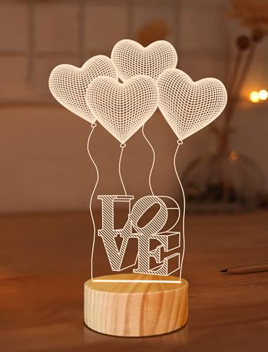 I Love You Gifts 3D-Illusions-Nachtlicht, romantisches Schlafzimmer-Nachtlicht in warmen Farben, Holz, handgefertigt, für Jungen, Mädchen, Freunde, Eltern… von Lightzz