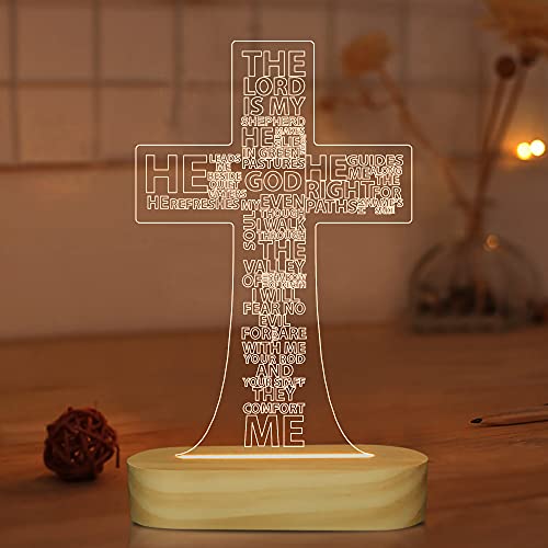 Lightzz Jesus-Kreuz-3D-Nachtlicht, optische Täuschung, warmweißes Holz, handgefertigt, Schreibtisch-Lampen für Zimmer, Heimdekoration, Weihnachten, Geburtstag, Ostergeschenke von Lightzz