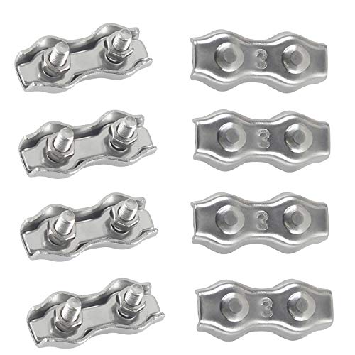 M3 Duplex Klemme Drahtseilklemme Bolt Edelstahl 304 Seilklemme für 3mm Drahtseil Stahlseil Wäscheleine, Markise fixiert 8 Stück von Rshuhx