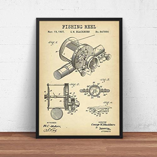 N / A Dekorative Drucke aus Leinwand Angelrolle Patent Poster Drucke Fischer Geschenke Angeln Blaupause Leinwand Malerei Lake House Wandkunst Bild Mann Höhle Dekor-40x60cm N / A Dekorative Drucke aus Leinwand Angelrolle Patent Poster Drucke Fischer Geschenke Angeln Blaupause Leinwand Malerei Lake House Wandkunst Bild Mann Höhle Dekor-40x60cm von N / A