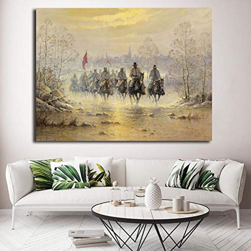 N / A Dekorative Drucke aus Leinwand Konföderierte Armee Kavallerie Soldat Poster Bürgerkrieg Kunst Gemälde auf Leinwand Moderne dekorative Wandbilder Home Decor-60x80cm von N / A