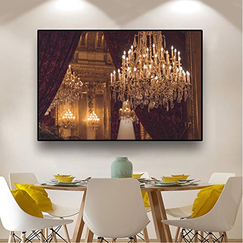 N / A Dekorative Drucke aus Leinwand Wandkunst Helle Kronleuchter Bilder für Home Design Leinwand Kunstdruck Leuchten Malerei Plakate und Drucke Wohnzimmer Dekoration 24x32inch von N / A