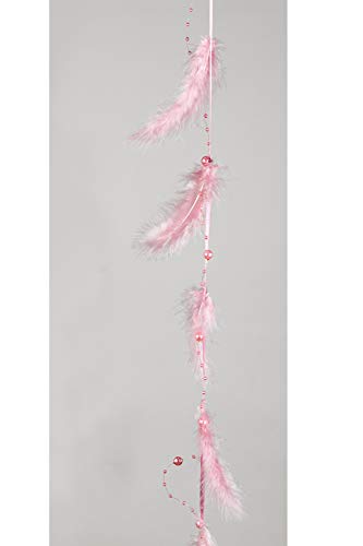N / A Girlande mit Federn und Perlen rosa 120 cm Fensterhänger Tischdeko Aufhänger Hänger von N / A