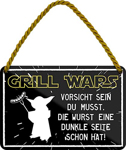 WOGEKA ART Retro Blechschild - Grill Wars - witziger Spruch als Geschenk-Idee zum Geburtstag Weihnachten zur Dekoration 18x12 cm Vintage-Design Hänge-Schild aus Metall HS511 von WOGEKA ART