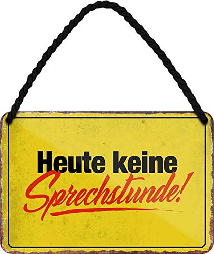 WOGEKA ART Retro Blechschild - Heute Keine Sprechstunde - witziger Spruch als Geschenk-Idee zum Geburtstag Weihnachten zur Dekoration 18x12 cm Vintage-Design Hänge-Schild aus Metall HS98 von WOGEKA ART