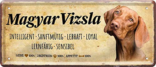 WOGEKA ART Retro Blechschild - Magyar Vizsla Hund Steckbrief Dog - witziger Spruch als Geschenk-Idee zum Geburtstag Weihnachten zur Dekoration 28x12 cm Vintage-Design Metall 1477 WOGEKA ART Retro Blechschild - Magyar Vizsla Hund Steckbrief Dog - witziger Spruch als Geschenk-Idee zum Geburtstag Weihnachten zur Dekoration 28x12 cm Vintage-Design Metall 1477 von WOGEKA ART