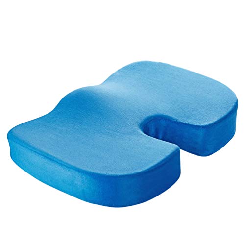 N / A Orthopädisches Sitzkissen mit Gel Memory Foam Stuhlkissen zur Steißbein-Entlastung für Büro Heimbüro Rollstuhl & Auto - Gedächtnisschaum | Weiche Flanellabdeckung | Saphir, 45x35x7cm von N / A