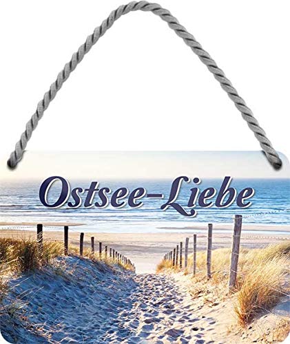 WOGEKA ART Retro Blechschild - Ostsee - Liebe Strand Meer Dünen - witziger Spruch Geschenk-Idee zum Geburtstag Weihnachten Dekoration 18x12 cm Vintage-Design Hänge-Schild Metall HS345 von WOGEKA ART