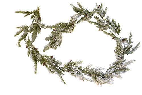 N / A Tannengirlande grün beschneit mit Zapfen ca. 210 cm Kunstblume Tanne Girlande von N / A