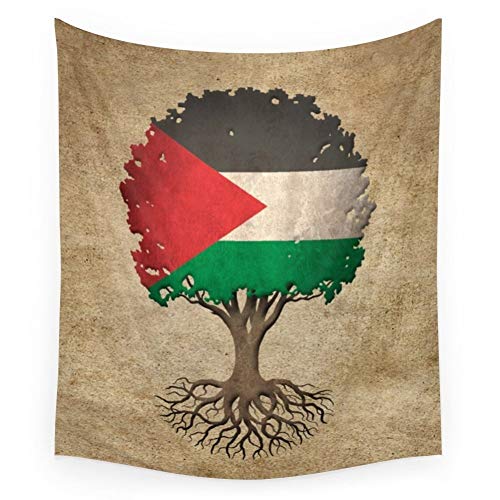 N / A Wandteppich Vintage Baum des Lebens mit Flagge von Palästina Tapisserie Wandbehang Wandteppiche Wandkunst Handtuch Blatt Tischdecke Home Decor von N / A