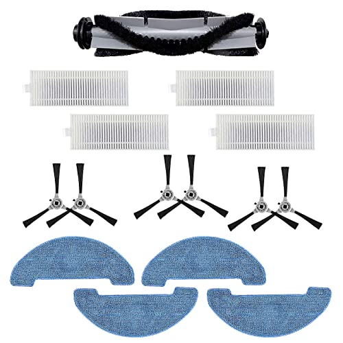 N / A Yooria Zubehör-Set, 6 Seitenbürsten, 1 Rollbürste, 4 Wischtücher, 4 Filter für Venga Roboterstaubsauger VG rvc 3000 & VG rvc 3000 BS von N / A