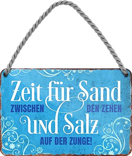 N / A Zeit für Sand zwischen Zehen & Salz auf der Zunge 18x12 Blech Hängeschild HS359 von WOGEKA ART