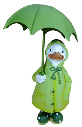 N / A stehende Wetter Regen Ente mit Regenmantel und Regenschirm 18 x 10 cm Garten Tier Figur Deko 35662 von N / A