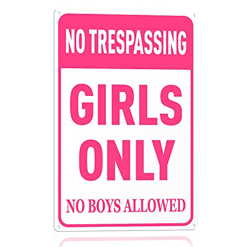 N A Girls Schlafzimmerschild – Lustiges Metall-Blechschild "No Trespassing Girls Only", Wanddekoration, Rosa, 20,3 x 30,5 cm von N \ A