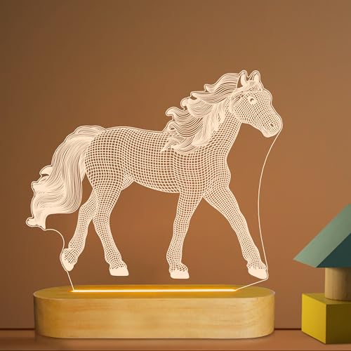 Pferdegeschenke für Mädchen, 3D-Illusion optisches Pferd Nachtlicht, LED warmweiße Lampe für Kinder Mädchen Schlafzimmer-Dekor von Lightzz