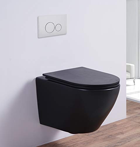 Spülrandloses Wand-WC inkl. Soft-Close Sitz WHR-446075 (matt-schwarz) von N / A