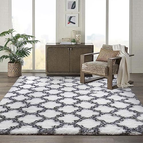 N / A Teppiche Wohnzimmer Shaggy Hochflor Teppiche​Wohnzimmer Teppich Langflor Flauschig Teppiche Schlafzimmer für Wohnzimmer Esszimmer Kinderzimmer Schlafzimmer (Weiß, 120 x 160 cm) von N / A