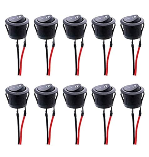 JINXM 10 Stk Rocker Kippschalter 250V/10A Runde Schalter Wippschalter Button für Auto RV Truck Jeep Off Road Boat Marine von JINXIAN