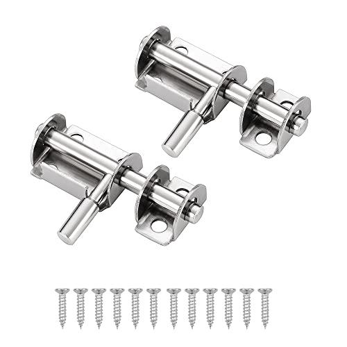 2 Stück Edelstahl Türriegel Mini Verschluss Riegel 65mm Bolzenriegel Grendelriegel Riegelschloss Verriegelung Schieberiegel für Badezimmer Schuppen Schlafzimmer (Inklusive Schrauben) von CYIOU