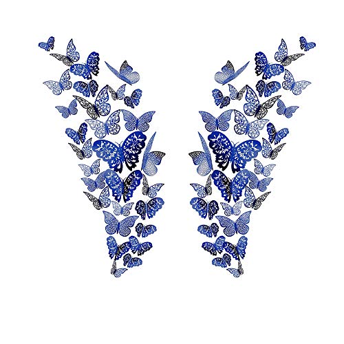 Allazone 96 Stück 3D Schmetterlinge Deko 3D Schmetterling Wandtattoo Schmetterling Aufkleber für Wohnzimmer, Kinderzimmer, Türen, Fenster, Badezimmer, Blaugrün von N|A