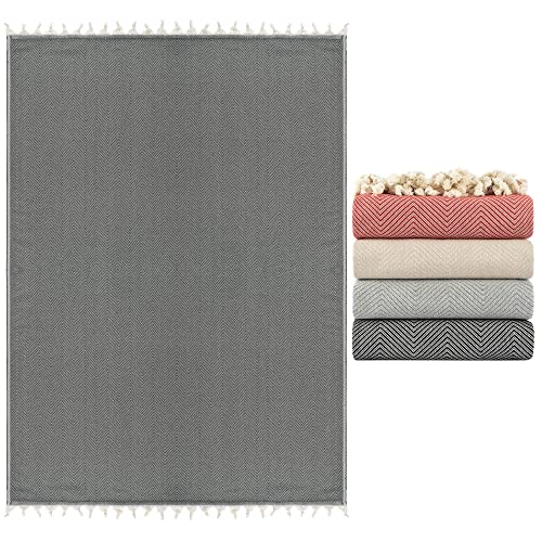 NESILY® Premium Tagesdecke Schwarz aus 100% Baumwolle, Sofa Decke mit Muster, Couch Überzug, Bettüberwurf, Bettdecke für Schlafzimmer, leichte Sommerdecke, Picknickdecke 170x230 cm von N NESILY