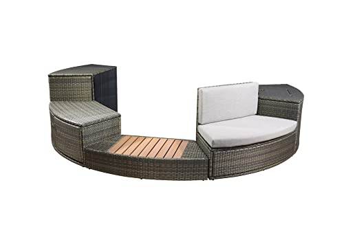 NETSPA Spa-Möbel Octopus 165 Semi-Rigid - 5 Module mit Doppelregal, Motorblockverkleidung, Trittstufe, Sitzbank und niedrigem Regal - PVC und Holz-Verbundstoff - Schwarz - SP-MOB165C-M5 von NETSPA